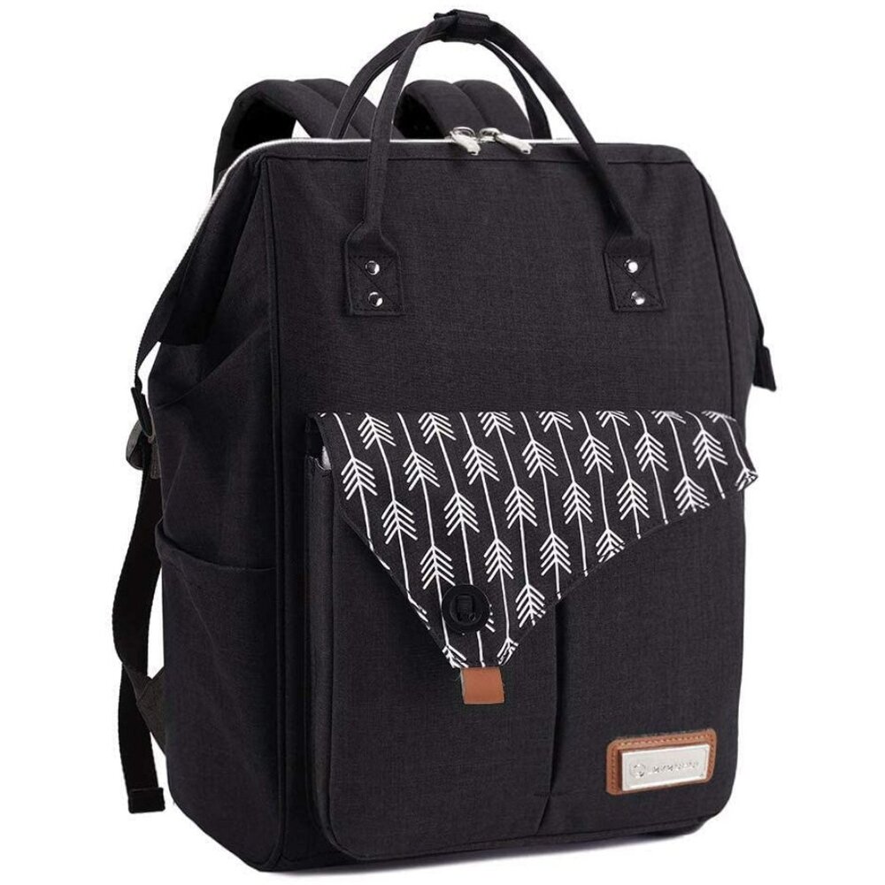 Lekebaby Diaper Bag Backpack w/Changing Pad Black & White Arrow Print